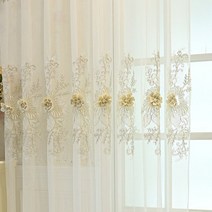 안방커튼 패딩커튼 침대커튼 거실 용 북유럽 현대 커튼 침실 고급 수 놓은 얇은 명주 그물 흰색 투과율 맞춤형 완료