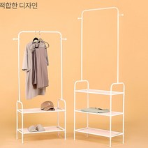 철제 코너형 기성 옷거리 창고형 다이소 이케아 스타일 시스템 행거, 화이트2단