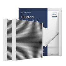 [1 1] H11 하나 차량용 에어컨 필터 PM1.0 초미세먼지 유해물질 헤파, 2 2개, HF-19
