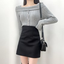 티데일리 여성용 버튼 슬림 오프 숄더 니트
