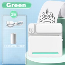 CD/미디어용라벨지 파일철라벨 라벨제작 의류라벨 면라벨 가격표 휴대용 열전 사 프린터 미니 포켓 사진 인쇄기 무선 bt 연결은 안드로이드 ios 라벨 프린터와 호환됩니다., 그린 세트 1