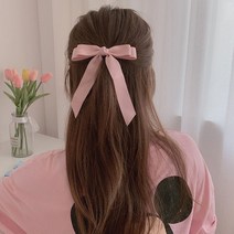 뒤통수볼륨 집게핀 삔 여성웨어 리본핀 라운딩룩 헬로버디 롱핀 골프 반묶음 왕리본 헤어소품 머리핀 바나나핀, 4-골프리본핀-크림