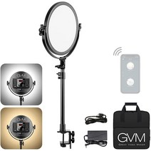 GVM Great Video Maker GVM 책상 마운트 LED 비디오 조명 25.4cm(10인치) 라운드 키 라이트 내장 디퓨저 및 LCD 디스플레이 게임/스튜디오/스트리
