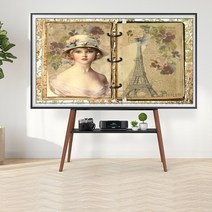 이젤형 티비거치대 벽면밀착 65인치 LG 삼성 프레임 QN65LS03A 티비스탠드 TV이젤 이동식, 49~65인치/블랙