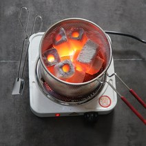 숯 착화기 차콜 스타터 웨버 불붙이기 피우기 퀵 야외 바베큐 캠핑 불멍, 1500W + 16CM 숯 바구니 + 숯집게