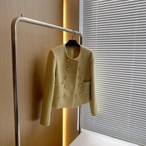 트위드 자켓 런웨이 가을 더블 브레스트 모직 트위드 재킷 여성용 스위트 럭셔리 우아하고 세련된 코트 여성 겉옷 캐주얼 정장 상의