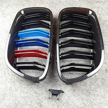 튜닝그릴망Bmw 시리즈용 ABS 광택 블랙 듀얼 라인 자동차 스타일링 그릴 비엠더블유 5 F10 프론트 한 쌍 2, 03 Carbon Fiber With M