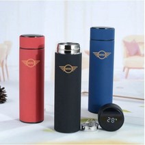 (당일 국내배송)미니쿠퍼 텀블러 480ml / 스마트 온도표시 미니보온병 Mini자동차 LED 온도 디스플레이 머그병 MINI 3종, 레드