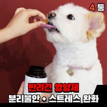 강아지 스트레스 영양제 분리불안 안정영양제 완화제 불안증세 분리 불안 해소제 추천 애견 반려견 소형견 대형견 영양제, 스트레스 + 분리불안(4통)