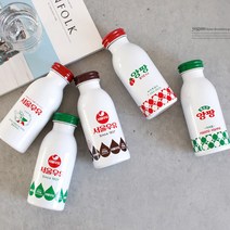 레트로 서울우유 텀블러 보냉병 빈티지 보온병, 물방울초코