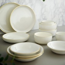 신혼 부부 2인 민무늬 도자기 그릇 식기 세트