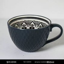 Z3JC 북유럽 도자기 꽃무늬 핸드페인팅 커피잔, 조식잔-다크블루, 1개