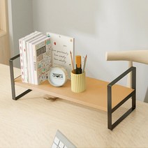 우드 수납 선반 사이드 책상위 책장 책상정리 아크릴 스탠딩 철제 선반책꽂이, 2단40cm