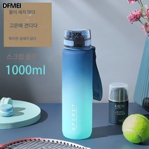 DFMEI 대용량 피트니스 물컵 휴대용 주전자, 스크럽블루그라데이션+668필터+핸드스티커컵솔, 1000ml(두꺼운 타입)-뜨거운 물 담기 가능