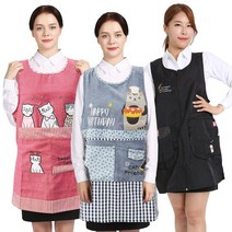 [타블리에] 예쁜 원피스형 어린이집 유치원 공방 앞치마 [스위트캣/해피케이크/도트더블포켓], 스위트캣, 핑크