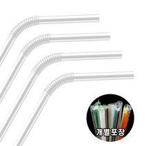 7mm 25cm 주름빨대 개별포장 투명 (500개), 500개, 1개