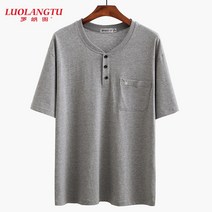 남성 라운드넥 포켓 티셔츠 중 반팔 순면 라운드 넥 v 코튼 루즈 아빠 스웨