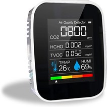 5 1 CO2 측정기 디지털 온도 습도 센서 테스터 공기 품질 모니터 이산화탄소 TVOC HCHO 감지기 화이트, 보여진 바와 같이, 하나, 01 WHITE