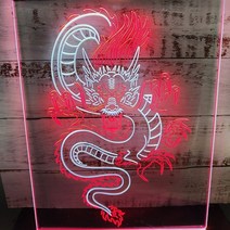 카페 네온 사인 조명 간판 1s001 중국 용 방 디스플레이 듀얼 컬러 led 네온, 흰색과 파란색, 30x40cm 및 선물 상자
