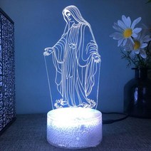 예수 3d led 램프 침실 야간 조명 액션 기독교 그림 아바타 성경 축복 처녀 방 장식 선물 루스, 06+Black base 16colours