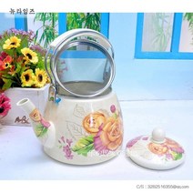 프렌치 레트로 빈티지 법랑 주전자 미니 주전자 예쁜 주전자 모음, 법랑 주전자(단일속성)ml, (로맨틱 라이프 3.3L 두꺼운 에나멜 냄비 포함 그물