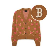 MLB 엠엘비 여성 하트 전판 크롭 가디건 BOS Camel 3FKCH0234-43CAS