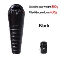 극동계침낭 캠핑 군용 베이스 이불 구스다운 침낭검은 눈 추운 날씨 업 그레 이드 높은 학년 흰색 거 위, 01 Black weight 800g
