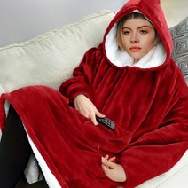 입는담요 후드 집순이 담요대형 후드 스웨터 여성 겨울 후드 양털 거대한 tv 담요 소매