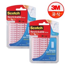 스카치 재접착 양면 테이프 R101 Strip 6p 25.4 x 76.2 mm, 2개입, 1개