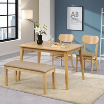 서광퍼니처 루시아 원목 4인 식탁 세트 의자2벤치1 pj, 원목 4인 식탁세트_내추럴