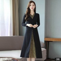 가바바 여성 빅사이즈 롱원피스 투톤 레이어드 고급스런 사모님 아우라 원피스 5XL까지 G58783
