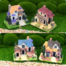고급빌라 모형 4종 테라리움 화분 DIY 만들기 재료 미니어처 피규어, 색상 래덤 발송