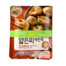 풀무원 얇은피 꽉찬속 김치만두 400g x 2, 아이스박스 포장