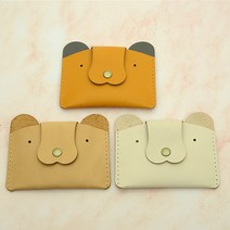 가죽공예 - 강아지 카드지갑 DIY 가죽 + 장식 패키지, 내츄럴생지, 반제품키트(실+바늘포함)