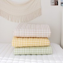 체크봉봉 세미 사계절 침대패드(S/Q) 4color, 올리브그린