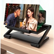 스마트폰확대경 높이조절형 스마트폰확대스크린 휴대폰 거치대 확대경 스마트폰확대렌즈 스마트폰악세서리, 블랙, 1개