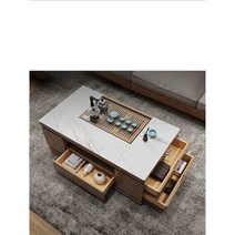 거실 리프트 테이블 소파 업 트랜스포머 좌식 탁자, 1.5 (흑백수납장+백색 조리대)