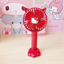 4엽 USB충전식 핸디팬 무드등 겸용 쿠로미 헬로키티 마이멜로디 시나모롤 폼폼푸린 페이스 캐릭터 무선 미니선풍기 휴대용 폰거치대 스탠드겸용 저소음 선물용 캠핑 등산용, 색상6번-키티고양이, 핸드팬 무드등 겸용