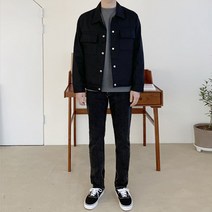 봄 가을 면 숏 트러커 자켓 / 블랙 카키 그레이 베이지