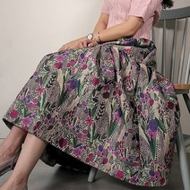 봄 가을 간절기 여성 꽃 자가드 스커트 튤립 플라워 허리밴딩 롱치마 2color