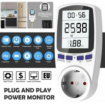 전력측정기 새로운 디지털 LCD 전력계 소켓 와트 Kwh 에너지 미터 AC 220V EU 플러그 콘센트 분석기, China, as show, 01 as show