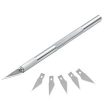 정밀 취미 칼 스테인레스 스틸 블레이드 예술 공예품 PCB 수리 가죽 필름 도구 펜 다목적 DIY, 02 6pcs Silver