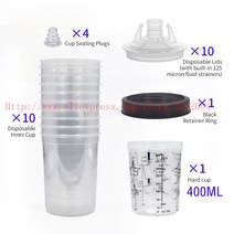 무선고압청소용물총 페인트 스프레이 건 컵 160/400/600/800ml 혼합 10pcs 일회용 냄비 뚜껑 내부, 02 10PCS 400CC