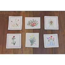 수피아코코 봄 꽃 자수 컵받침 SET, SET3(6개)