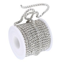 10 야드 3MM 크리스탈 라인 석 다이아몬드 체인 트림 공예 봉제 DIY 보석 웨딩 장식용 라인 석 체인, 결정, 은