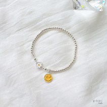 삐까뻔쩍pkpj [무배]All 925 Silver 실버볼 데이지 옐로우 스마일 팔찌