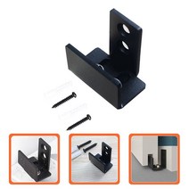 미닫이 슬라이딩 슬라이딩레일 헛간 문 가이드 벽 마운트 바닥 하단 하드웨어 스토퍼 포켓 검정색 접지 레일, 01 Black