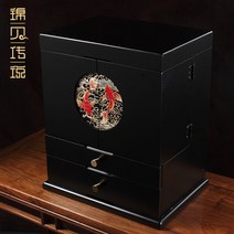엔틱 고가구 자개장 나비장 약장 문갑 수납장 자개농 장농 인테리어, H-006 비단잉어 -블랙