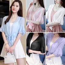 해외HB9157여름 여성 가디건 프릴 미시 쉬폰 미니 볼레로 반팔