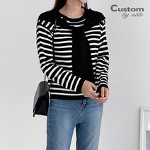 [커스텀에이블] 스트라이프 숄배색 니트_C2209KN140C